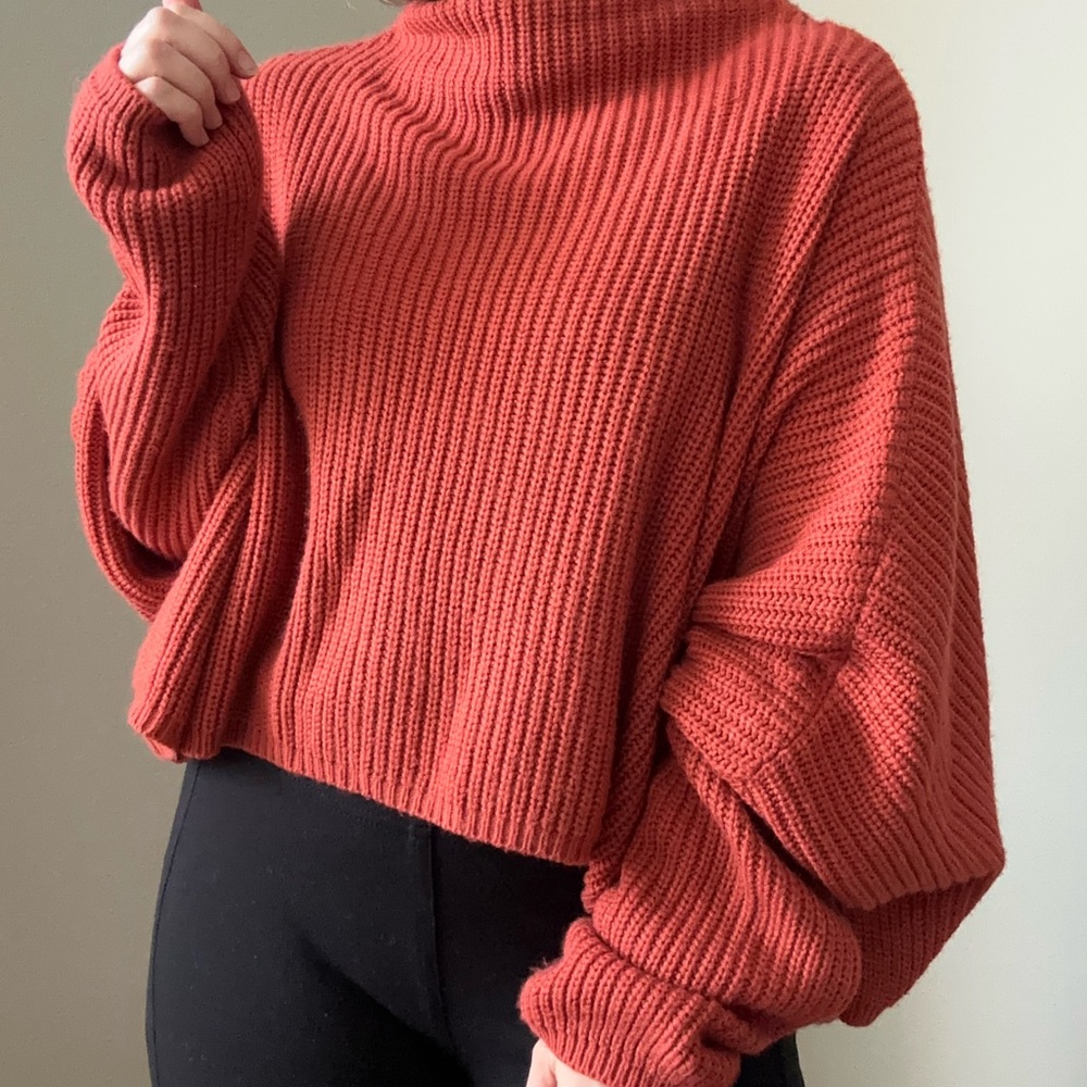 Oversized cropped orange sweater
